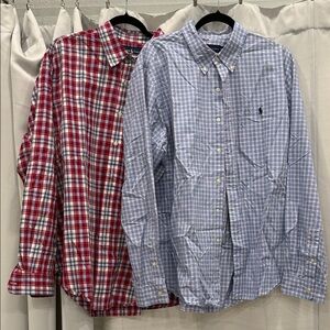 Ralph Lauren Men’s Blue and Red Plaid Button-Down Shirts